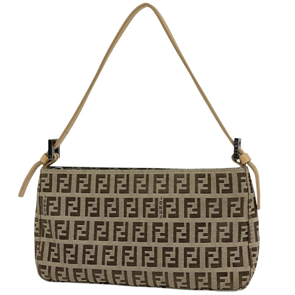 Fendi Zucchino Handbag Accessory Clutch Canvas Beige